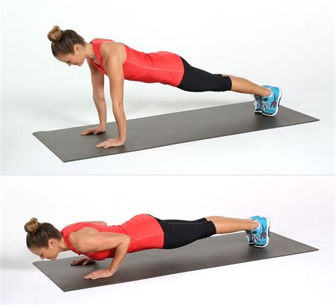 Here are the steps to performing a Tricep Side Push-Up: 1) Lie down on one side stacking your shoulders, hips, and feet. Bring top hand to the mat directly in front of your bottom shoulder. The bottom hand will be wrapped around your waist below your chest. 2) The top arm does all the work as you press yourself up and lower yourself to the mat ... 
